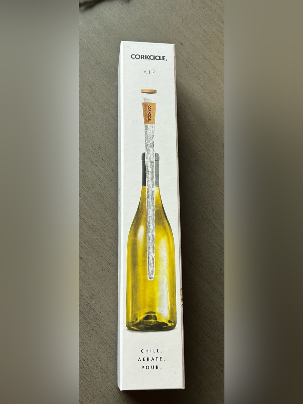 Corkcicle Air Wine Chiller & Aerator - clear with a tan cork